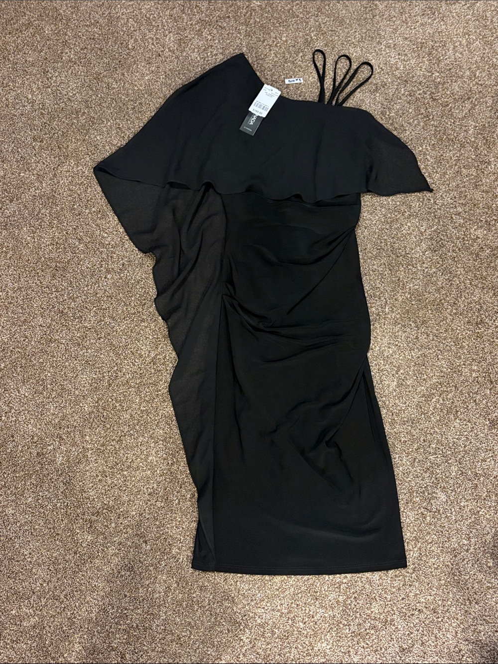 le chateau Black One-Shoulder Ruffle Cocktail Dress